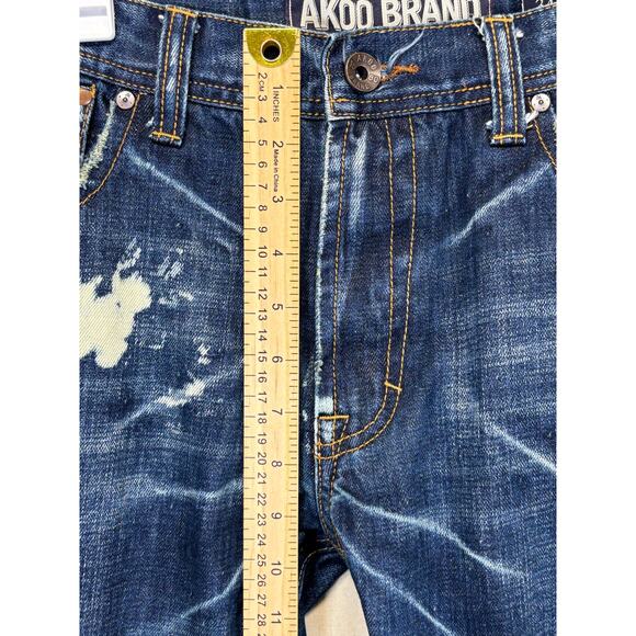 AKOO Men’s Size 32x32 Distressed Blue Denim Jeans Streetwear Baggy Fit - Picture 4 of 15